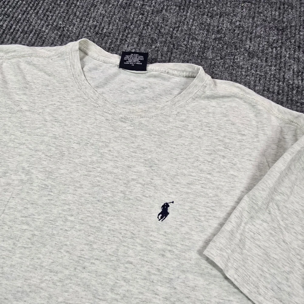 Vintage Polo Ralph Lauren Shirt Mens‎ Medium Gray Short Sleeve Pony Logo Tee Y2K